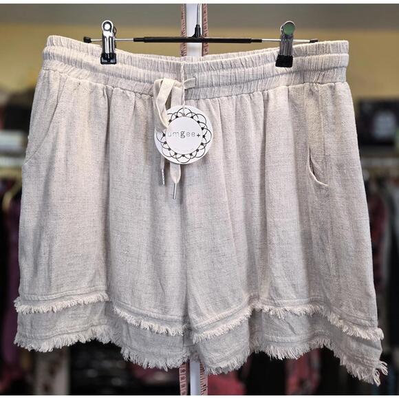 Umgee Pants - Umgee Linen Blend Elastic Waist Shorts